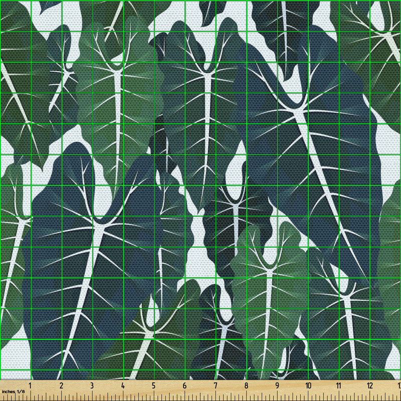 Botanik Parça Kumaş Doğanın Renklerinde Büyük Yaprak Motifleri