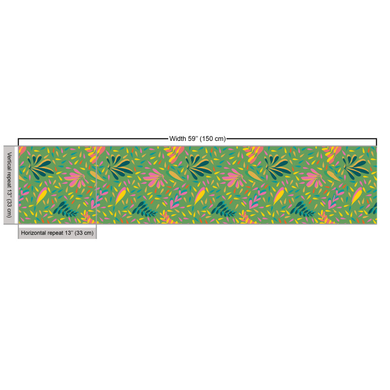 Yaprak Parça Kumaş Rengarenk Soyut Ağaç Dalları Kompozisyonu