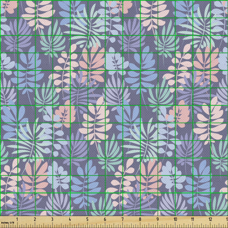 Doğa Parça Kumaş Pastel Renklerde Farklı Yaprak Türleri Deseni