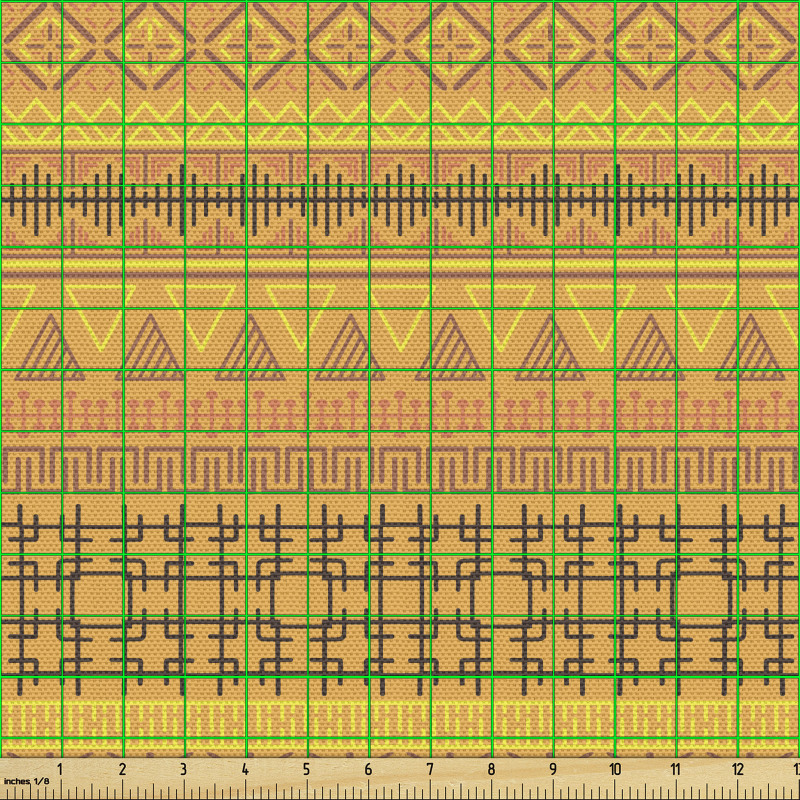 Geleneksel Parça Kumaş Üçgenler ve Çizgiler ile Etnik Desenler