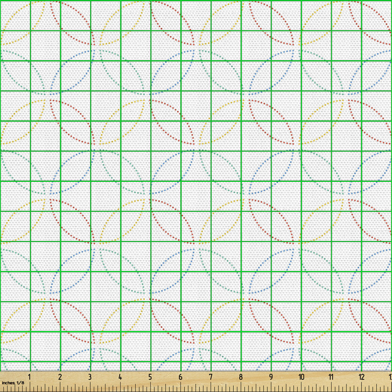 Geometrik Parça Kumaş Rengarenk Soft İç İçe Geçmiş Halkalar 