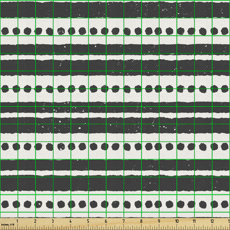 Etnik Parça Kumaş Eskitilmiş Soyut Yatay Şeritler Noktalar 
