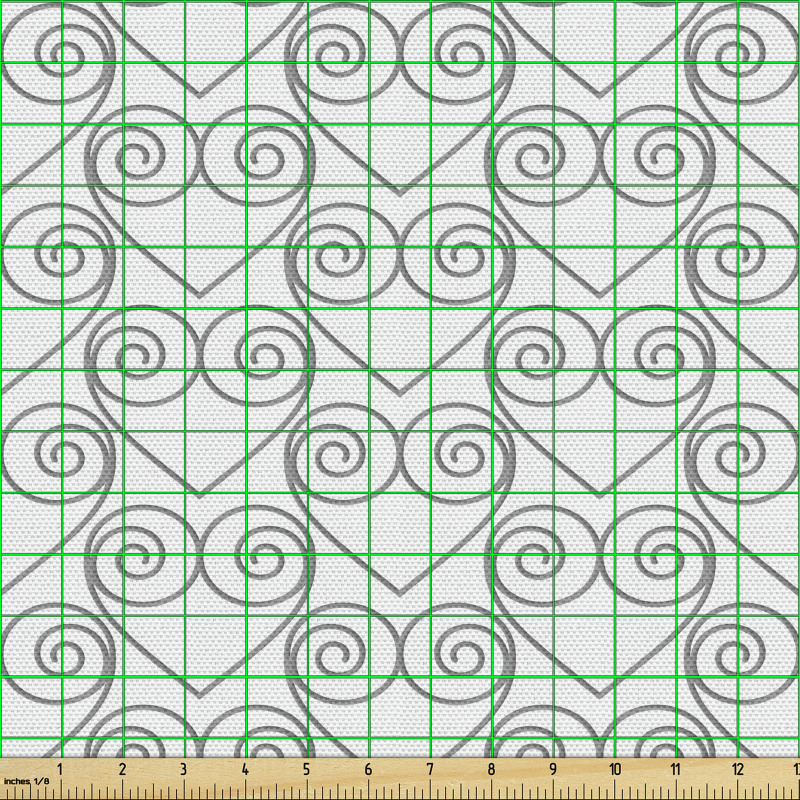 Kalp Parça Kumaş Akromatik Soyut Sarmal Kıvrımlı Sade Çizgiler 