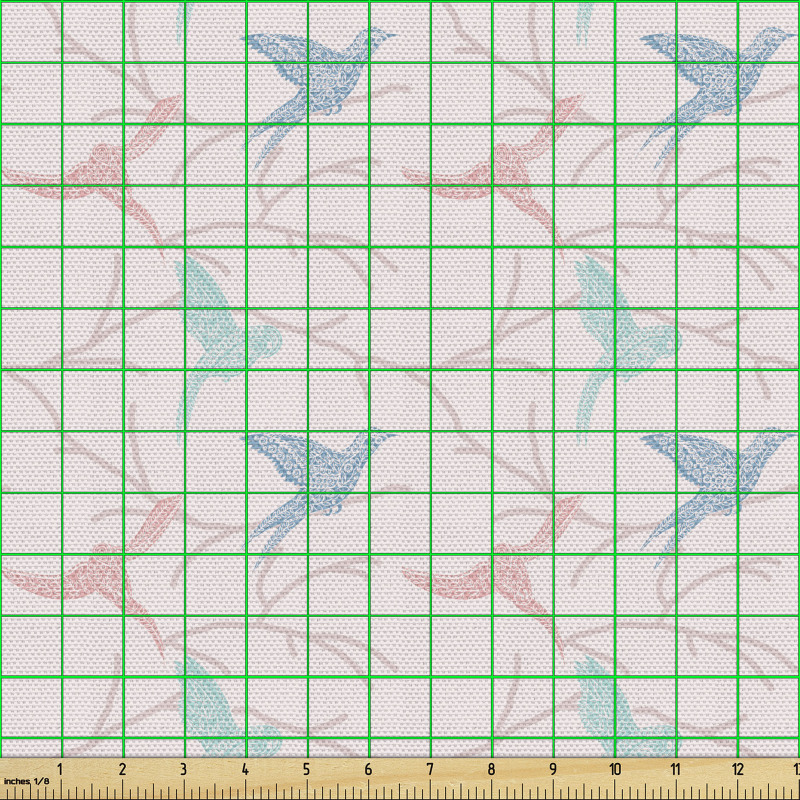 Moda Parça Kumaş Zarif ve Kibar Kuşlar ve Ağaç Dalları Silueti