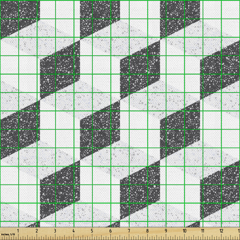 Geometrik Parça Kumaş Modern Baklava Deseni Mavi Tonlu Benekli