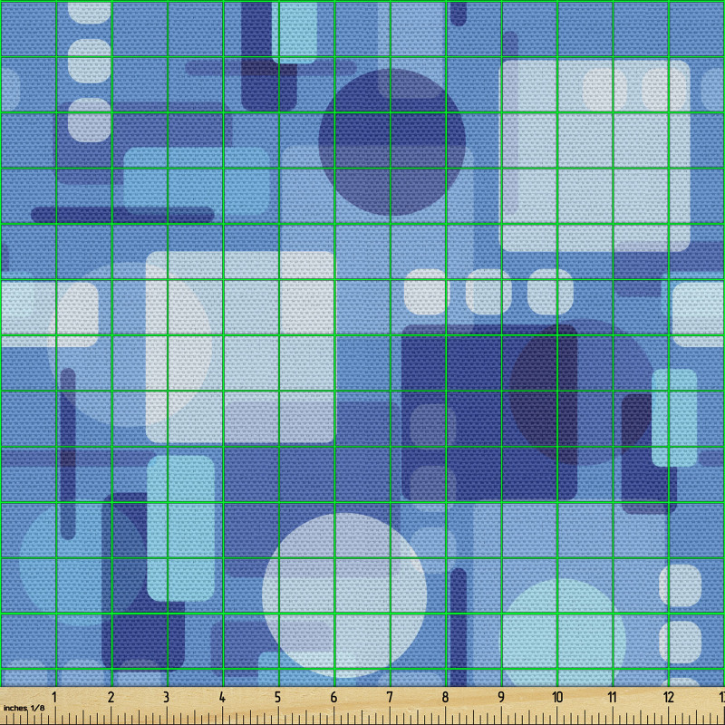 Soyut Parça Kumaş Tekrar Eden Mavi Tonlu Geometrik Şekiller