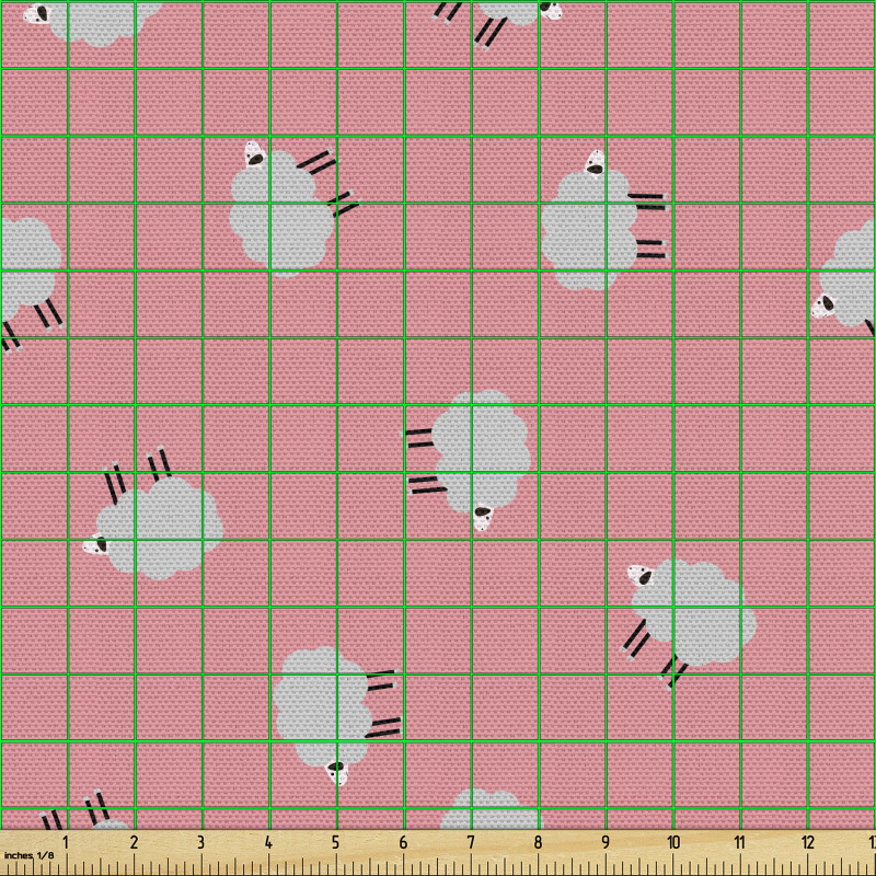 Hayvan Deseni Parça Kumaş Sevimli Minik Yünlü Koyunlar Tasarımı