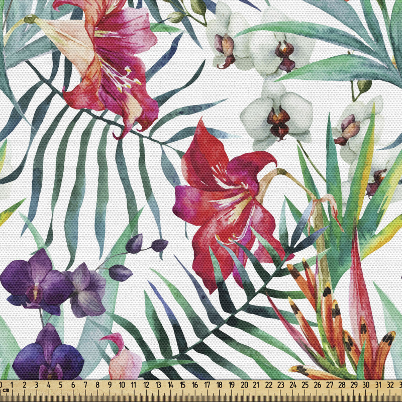 Çiçekli Parça Kumaş Rengarenk Egzotik Sanatsal Çiçek Desenli