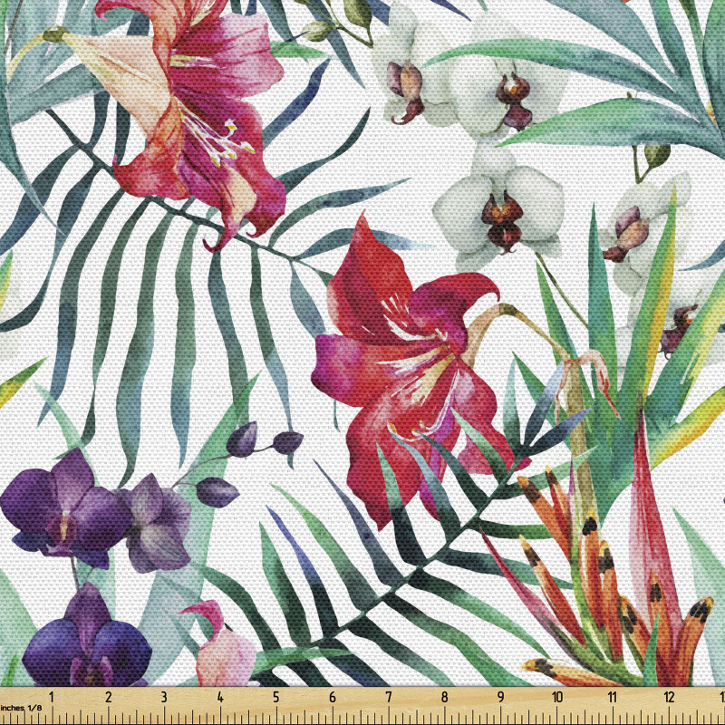 Çiçekli Parça Kumaş Rengarenk Egzotik Sanatsal Çiçek Desenli