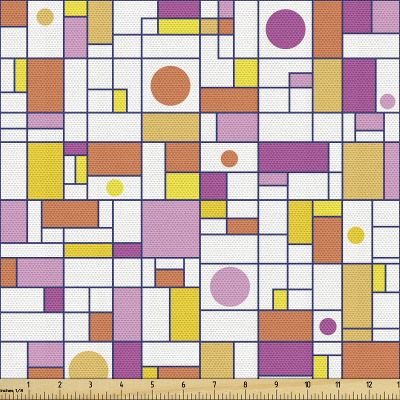 Geometrik Parça Kumaş Rengarenk Üçgen Daire Dikdörtgen Motifi 