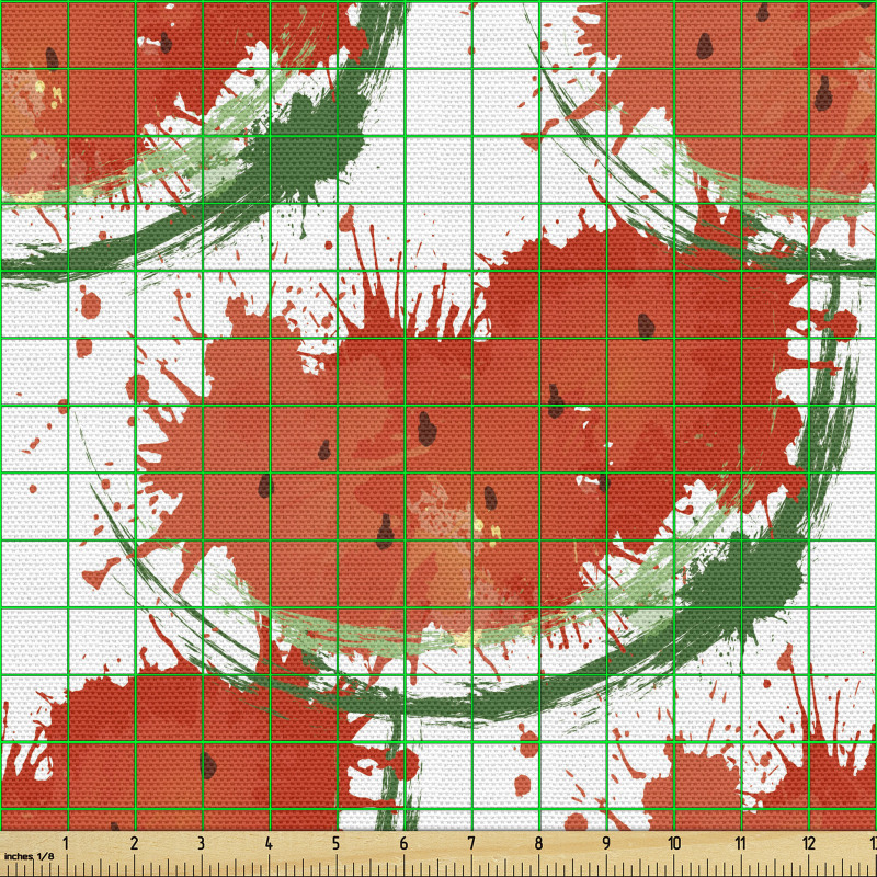 Sanatsal Parça Kumaş Artistik Soyut Dizaynlı Karpuz Meyveleri 