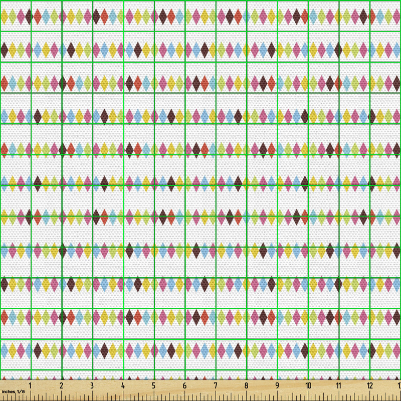 Geometrik Parça Kumaş Küçük Yatay Tekrarlı Zikzaklı Dörtgenler