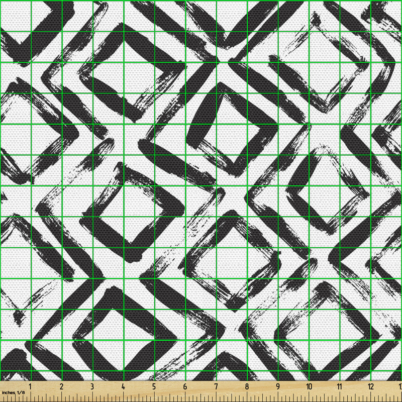 Sanatsal Parça Kumaş Geometrik Dağınık Monokrom Fırça Darbeleri