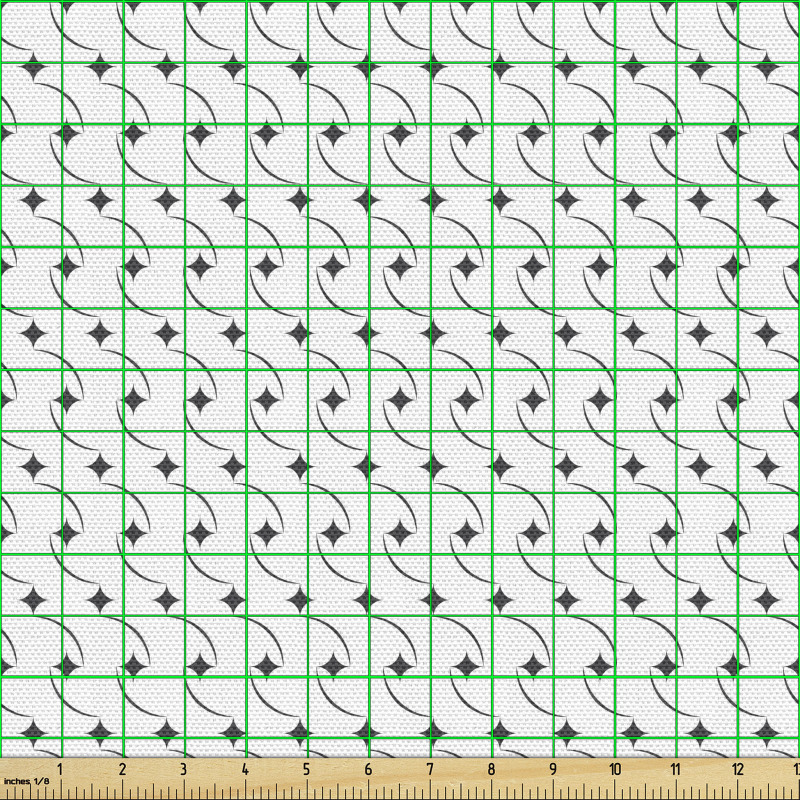 Geometrik Parça Kumaş Sade Küçük Soyut Yıldızımsı Dalgalı Motif