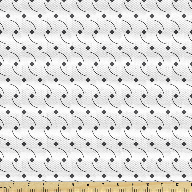 Geometrik Parça Kumaş Sade Küçük Soyut Yıldızımsı Dalgalı Motif