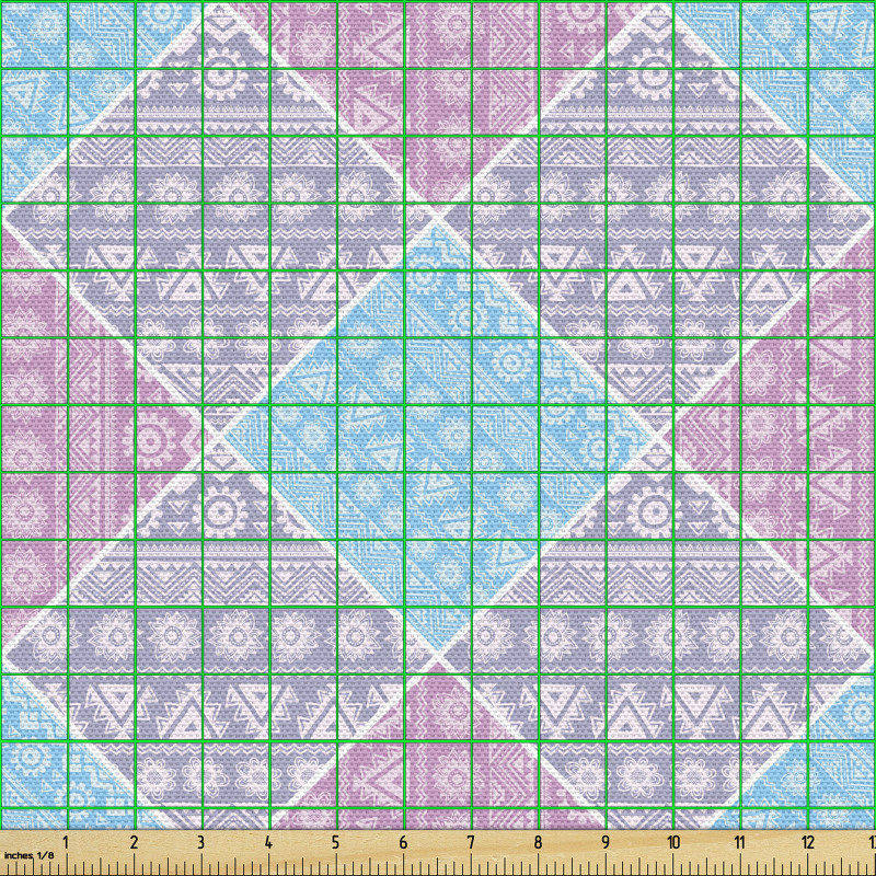 Etnik Parça Kumaş Karo Mozaik Görünümlü Otantik Dantelli Desen