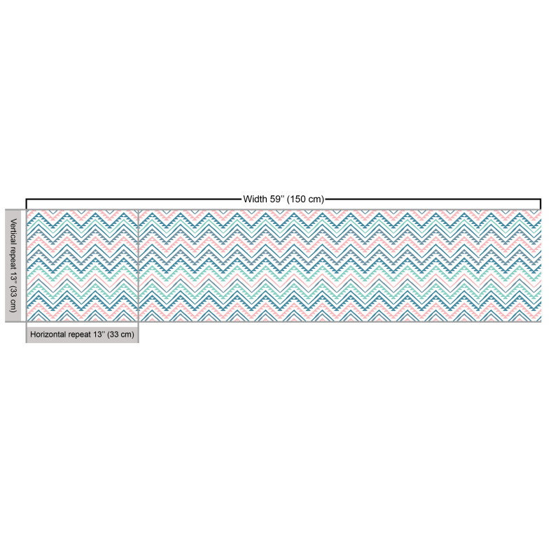 Geometrik Parça Kumaş Pastel Renklerde Etnik Zikzaklı Şeritler