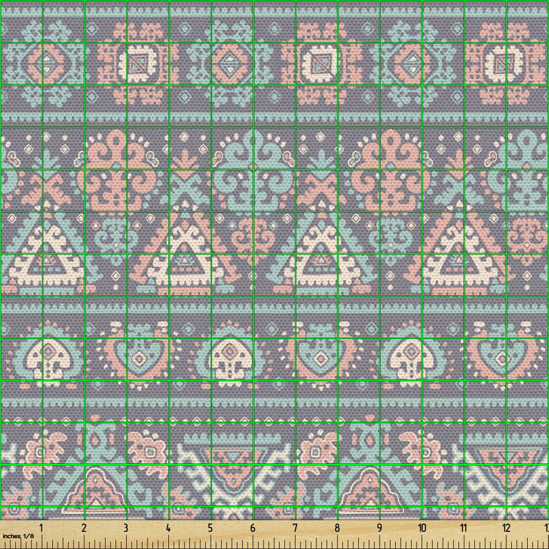 Etnik Parça Kumaş Soft Pastel Görünümlü Otantik Kilim Motifleri