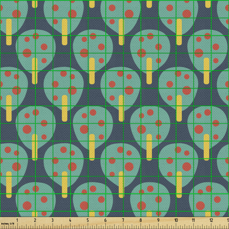 Soyut Parça Kumaş Grafik Ağaç İlhamlı Absürt Çocuksu Motifler