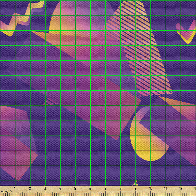 Geometrik Parça Kumaş Soyut Retro Sanat Küp Üçgen Daire Deseni