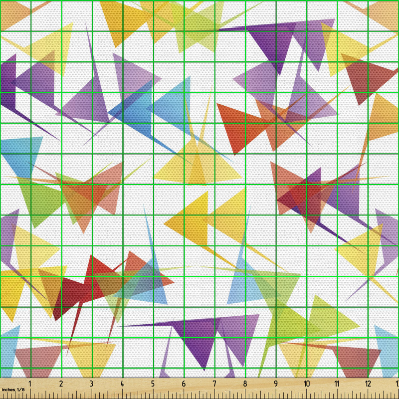 Gökkuşağı Parça Kumaş Sade Arka Planda Rengarenk Üçgen Motifler