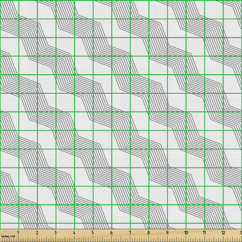 Geometrik Parça Kumaş Akromatik Dalgalı Kıvrımlı İnce Çizgiler