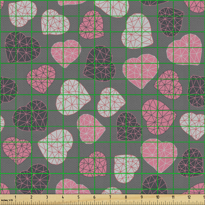 Romantik Parça Kumaş Geometrik Stilde Modern Kalpli Desenler