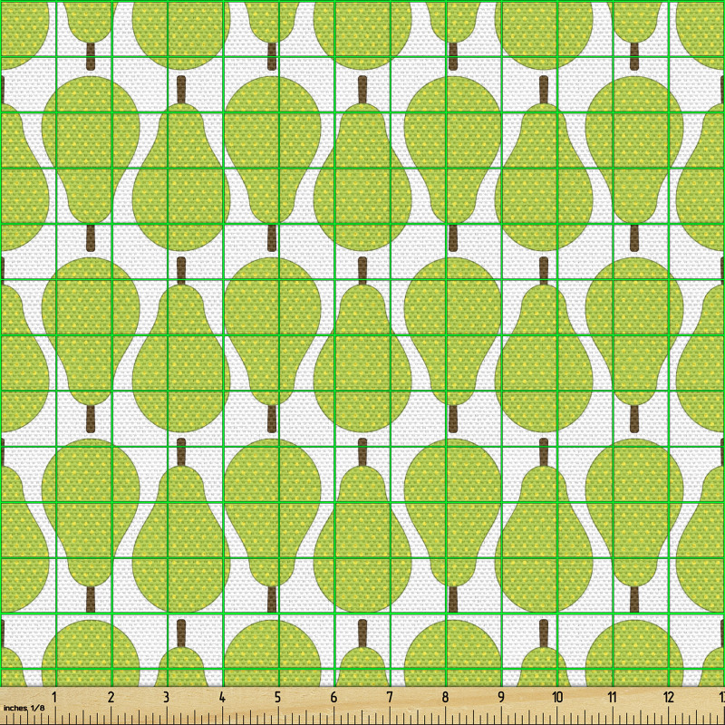Meyve Parça Kumaş Sade Eğlenceli Tasarım Yeşilimsi Armutlar