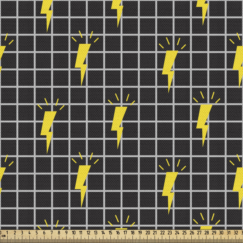 Modern Parça Kumaş Minimal Şimşek Motifleri Kareli Arka Plan