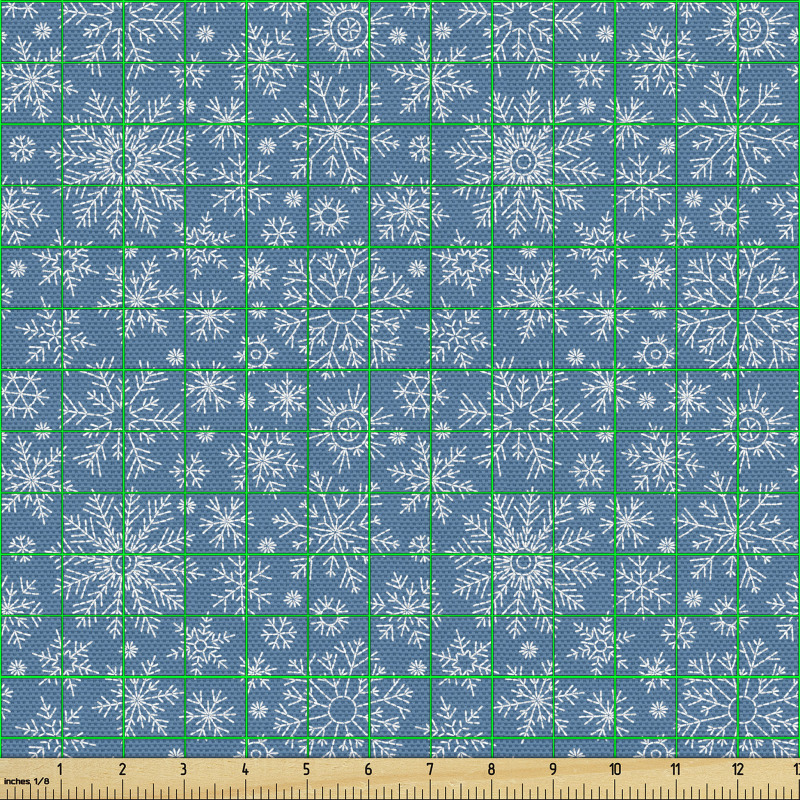 Kış Parça Kumaş Soyut Şık İnce İşlemeli Kar Taneleri Deseni 