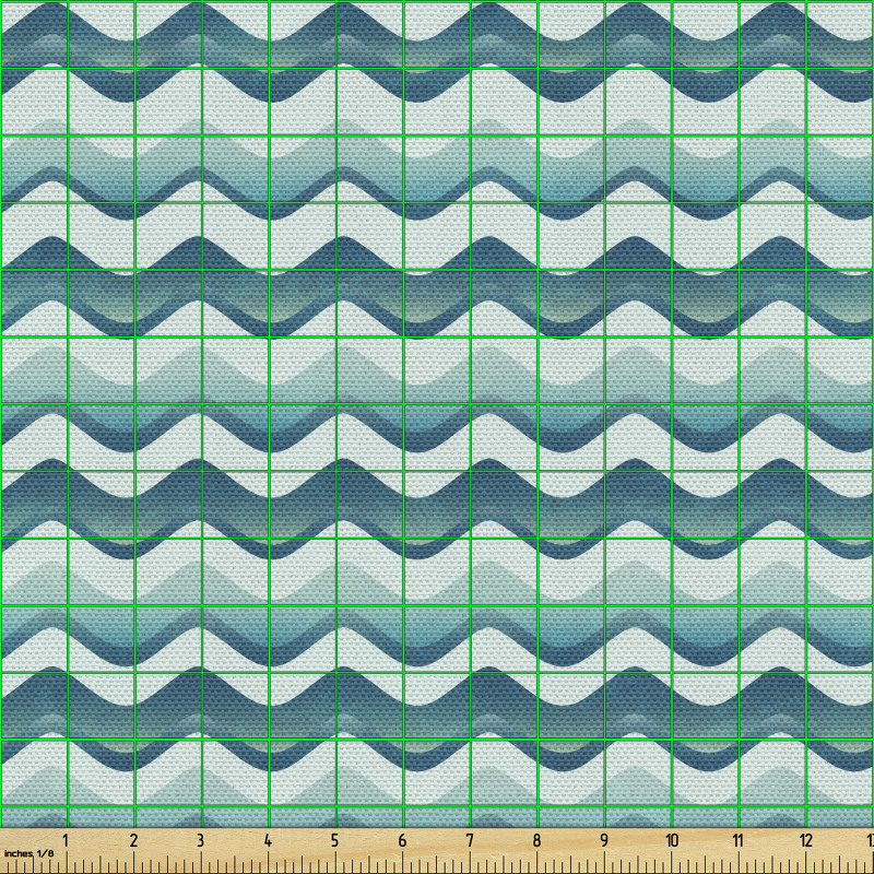 Dalgalı Parça Kumaş Modern Mavi Yeşil Tonlarında Sade Tasarım