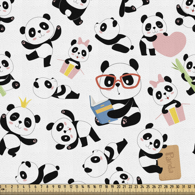Karikatür Parça Kumaş Tatlı Oyuncu Yavru Minik Pandalar Deseni