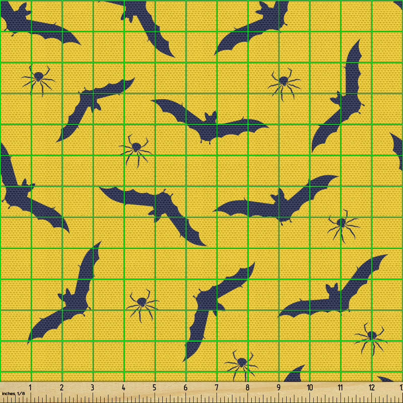 Gece Parça Kumaş Kesintisiz Yarasa Kuşu ve Örümcek Silüeti