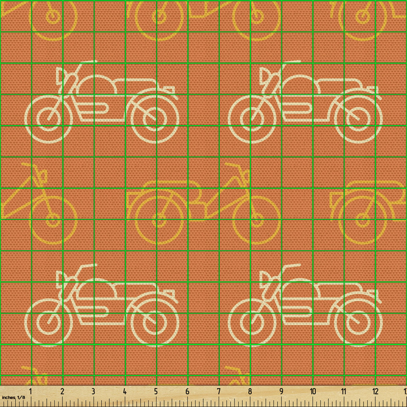 Motosiklet  Parça Kumaş Portakal Tonlu Tasarım Motorlu Desen