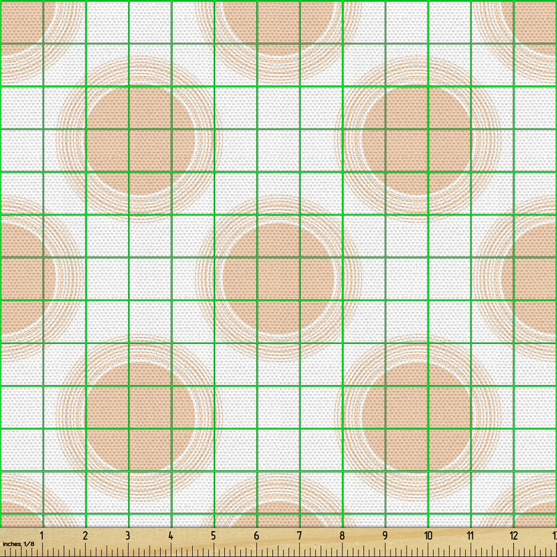 Geometrik Parça Kumaş Retro Pastel Tonlu Daireler Deseni