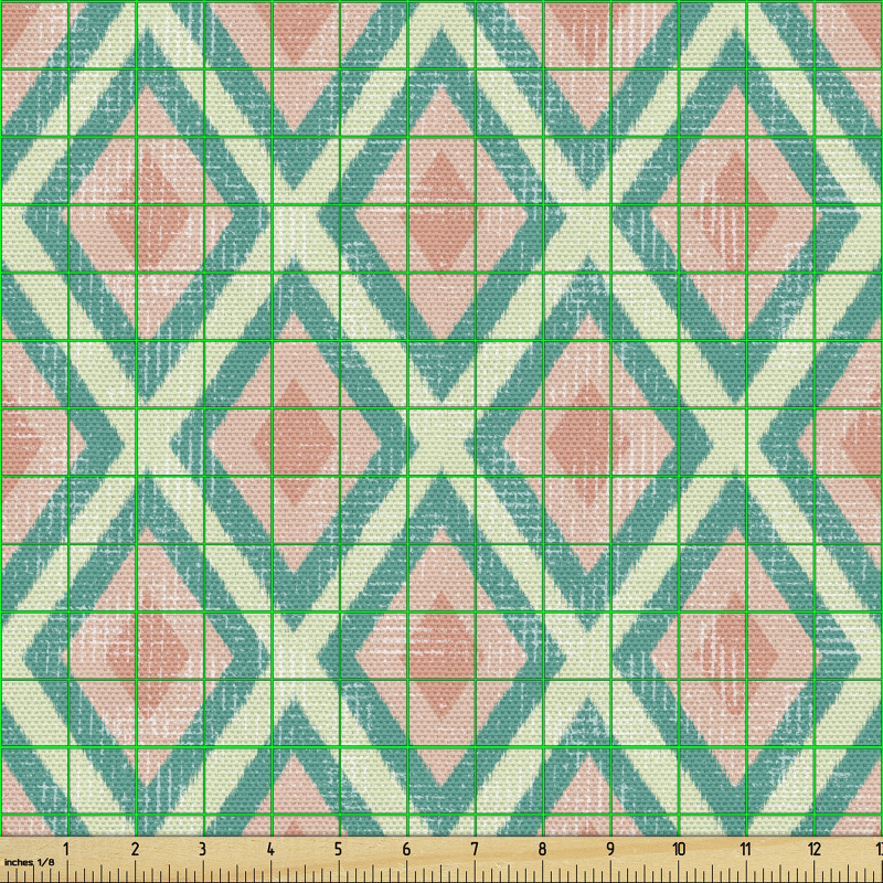 Retro Parça Kumaş Eskitilmiş Geometrik Baklava Dilimleri Deseni