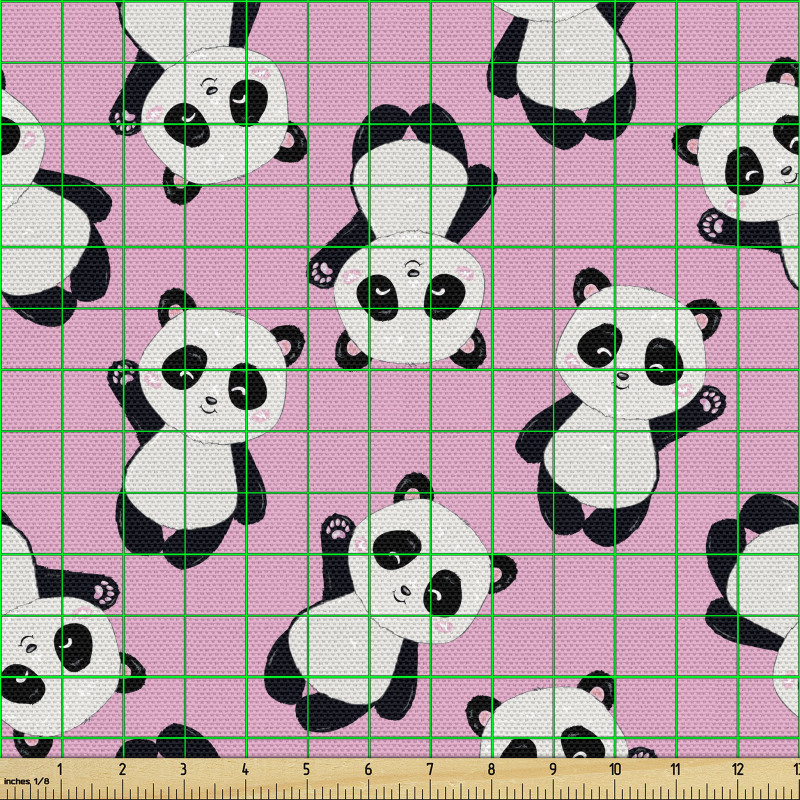 Hayvan Parça Kumaş Pastel Arka Plan Üzerine Sevimli Pandalar 