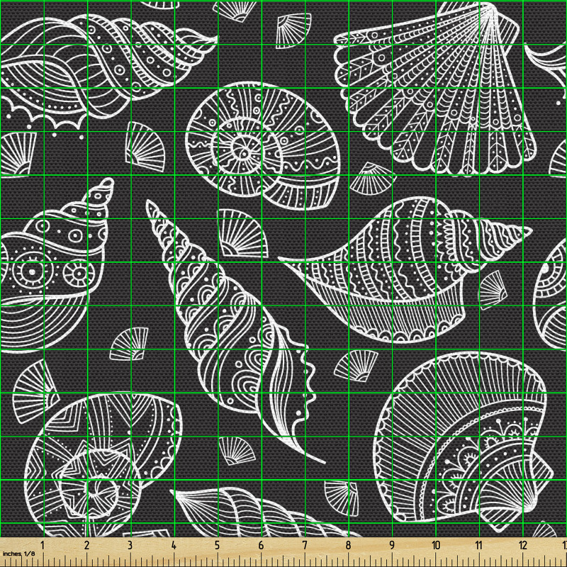 Denizci Parça Kumaş Tekrarlanan Kabuk Silüeti Motifleri Deseni