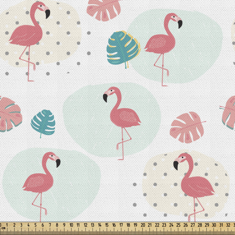Egzotik Parça Kumaş Modern Eğlenceli Flamingo Yaprak Figürleri