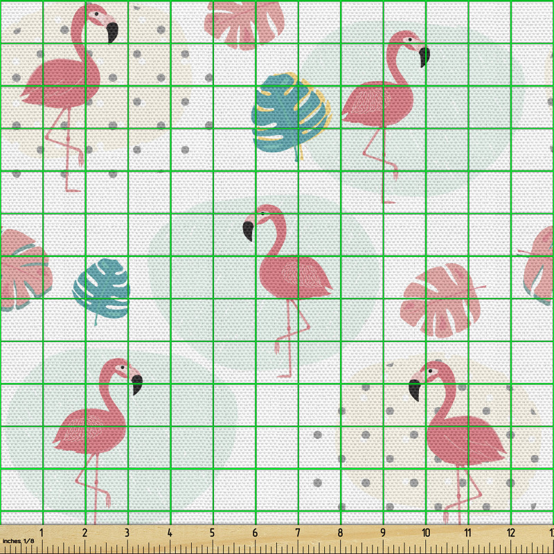 Egzotik Parça Kumaş Modern Eğlenceli Flamingo Yaprak Figürleri