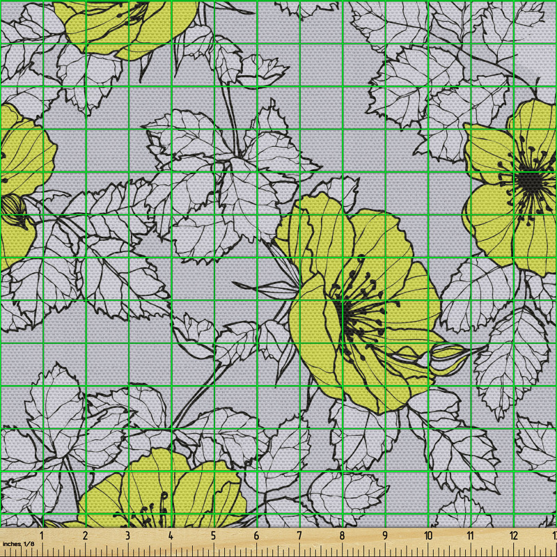 Floral Parça Kumaş Şık Gelincik Desenli