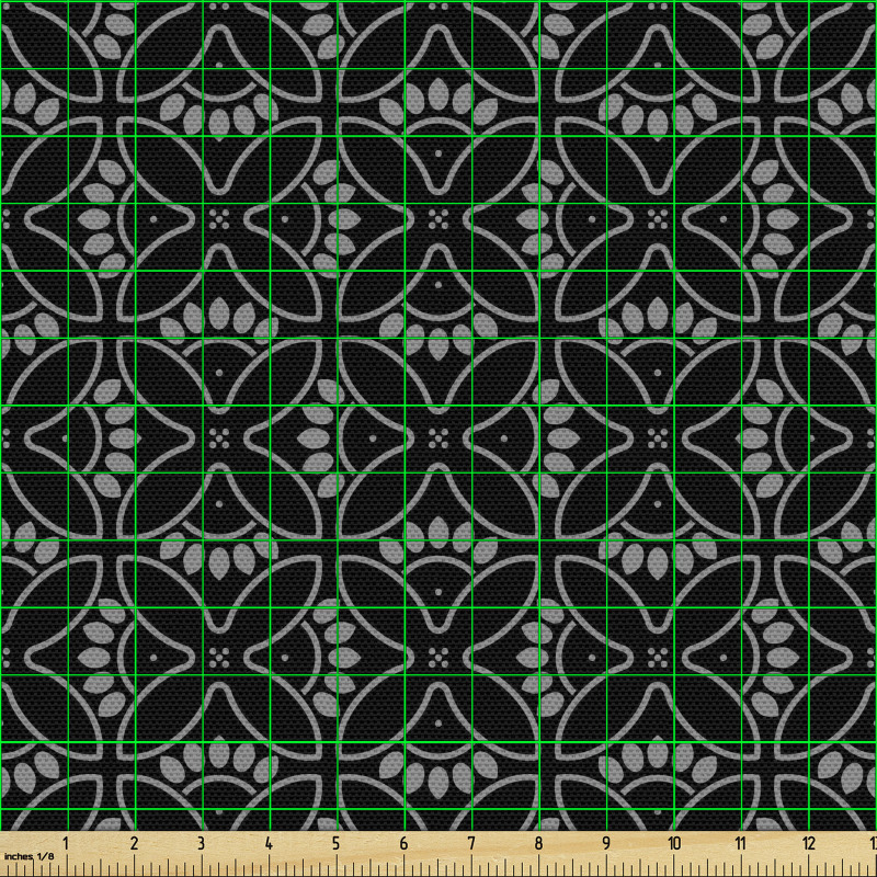 Geometrik Parça Kumaş Klasik Mozaik Temalı Oval Çiçeksi Motif 