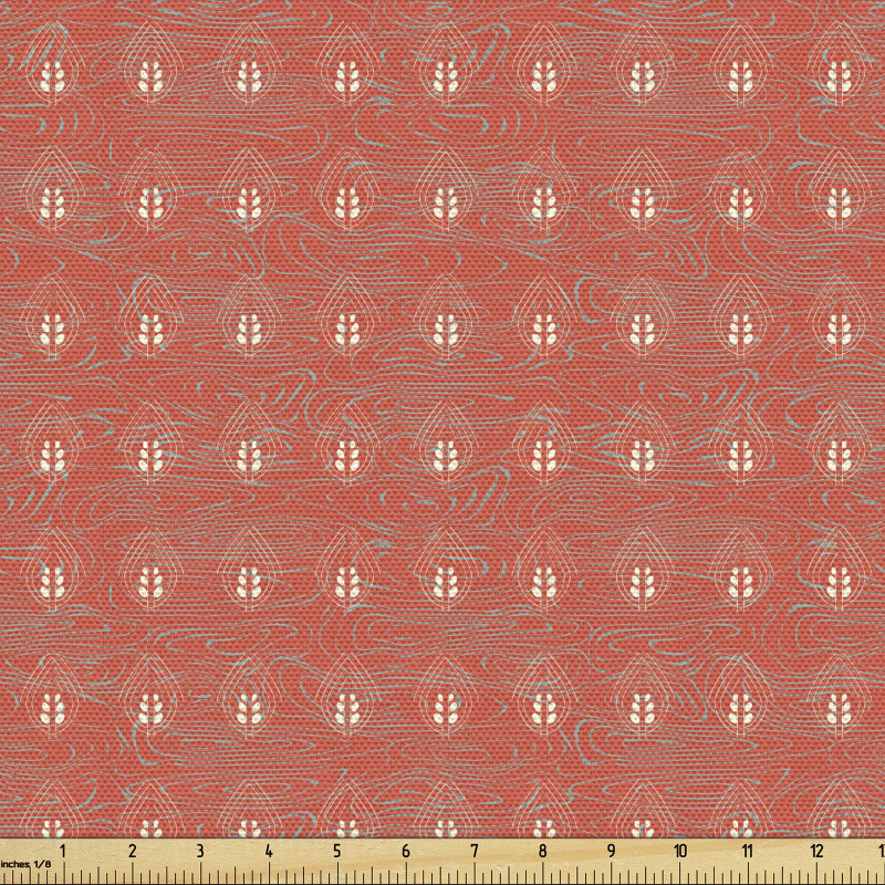 Botanik Parça Kumaş Minimal Tasarım Simetrik Yapraklı Motif