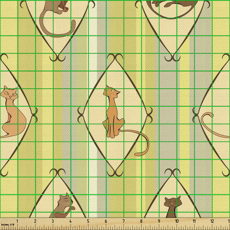 Hayvan Deseni Parça Kumaş Dikey Çizgiler Geometrik Şekiller