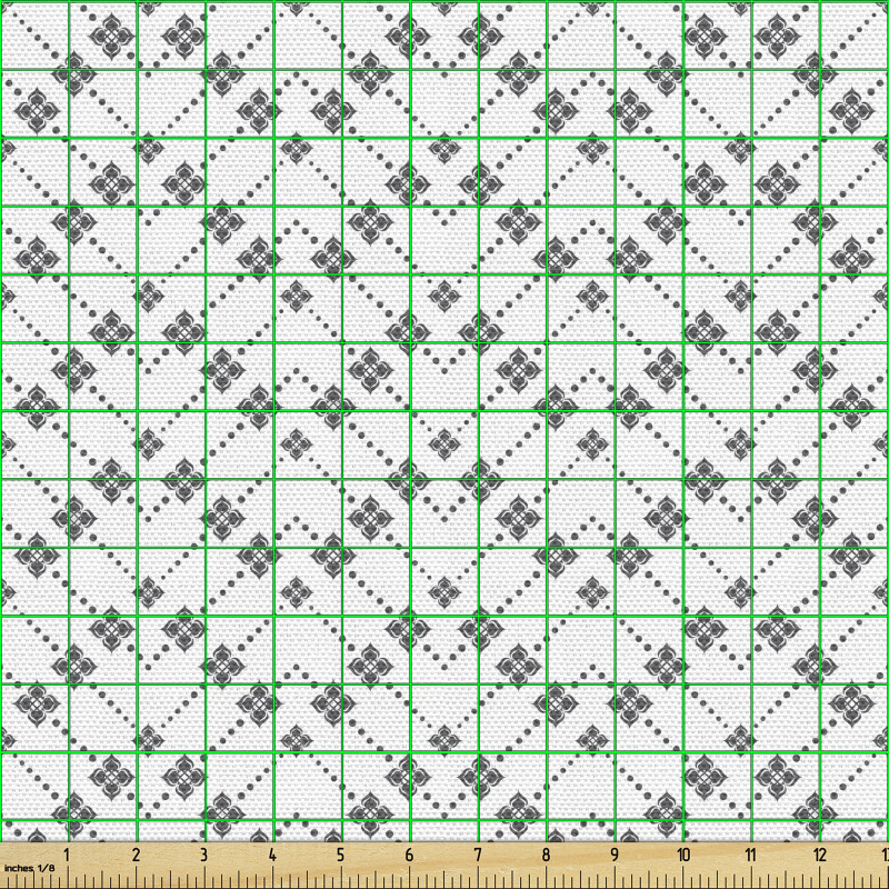 Geometrik Parça Kumaş Monokrom Görünümlü Zikzaklı Noktalı Şerit