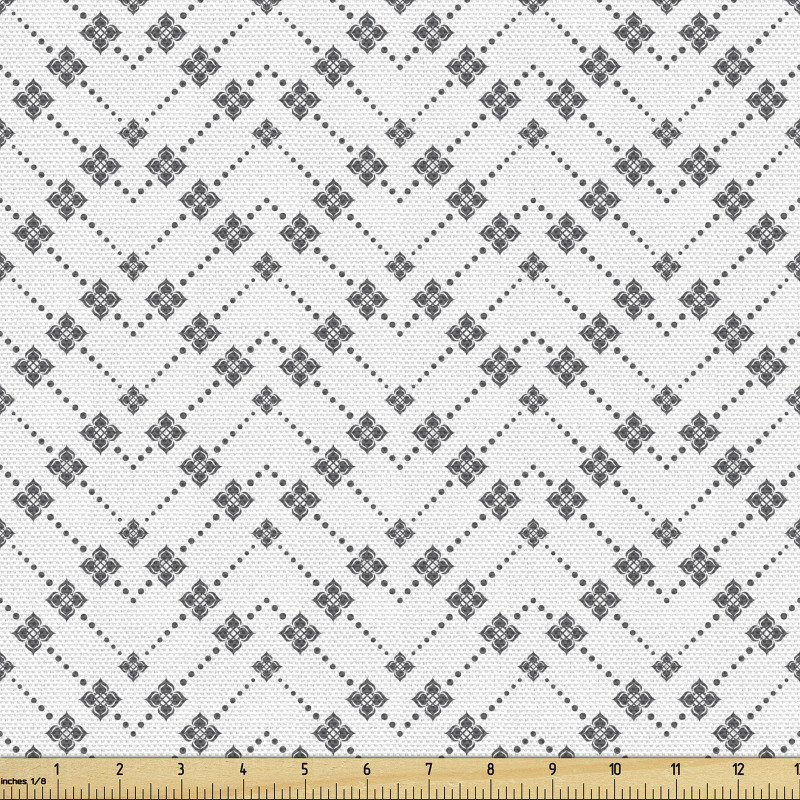 Geometrik Parça Kumaş Monokrom Görünümlü Zikzaklı Noktalı Şerit