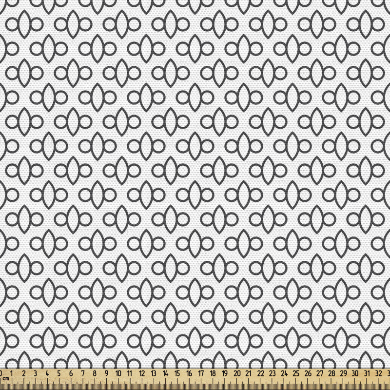 Geometrik Parça Kumaş Monokrom Kesintisiz Küçük Oval Formlar 