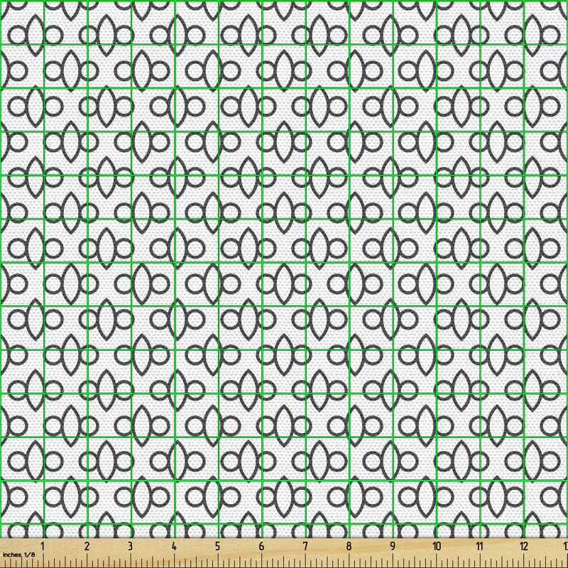 Geometrik Parça Kumaş Monokrom Kesintisiz Küçük Oval Formlar 