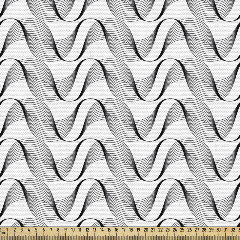 Modern Parça Kumaş Dalgalı İnce Çizgiler Çağdaş Soyut Motif