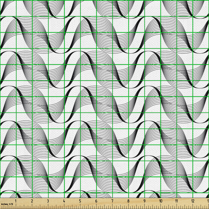 Modern Parça Kumaş Dalgalı İnce Çizgiler Çağdaş Soyut Motif